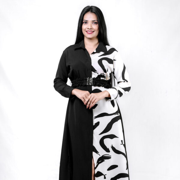 Eclipse Elegance Two Tone Midi Dress