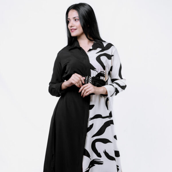 Eclipse Elegance Two Tone Midi Dress