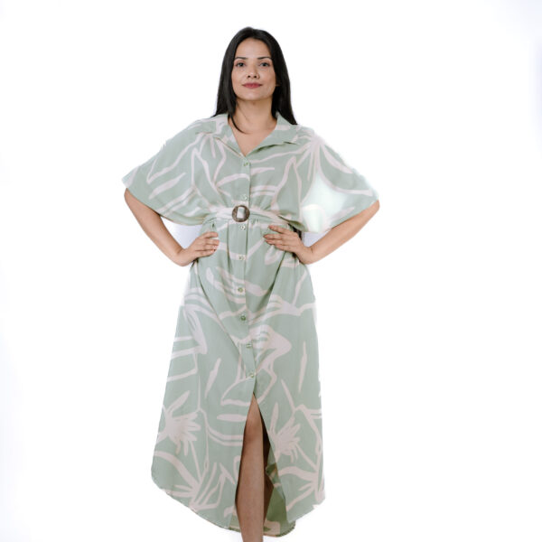Sage Serenity Belted Maxi Dress