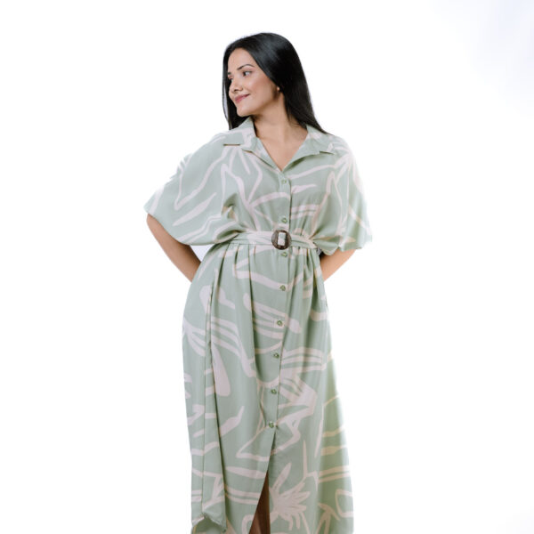 Sage Serenity Belted Maxi Dress
